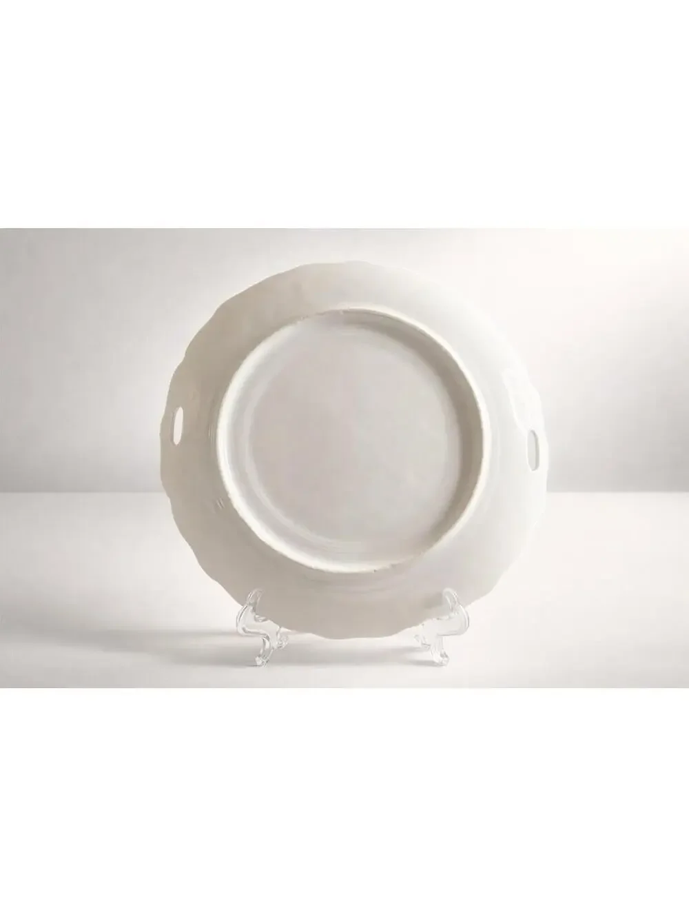 Vintage Floral Porcelain Serving Plate with Handles - 10 Inch, 375g